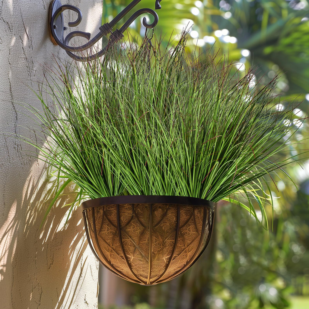 QIUKUN 16PCS Artificial Plants Fake Bushes Artificial Shrubs Wheat Grass Greenery Artificial Greenery Stems Fake Outdoor Plants for House Plastic Outdoor UV Resistant Faux Grass (16)
