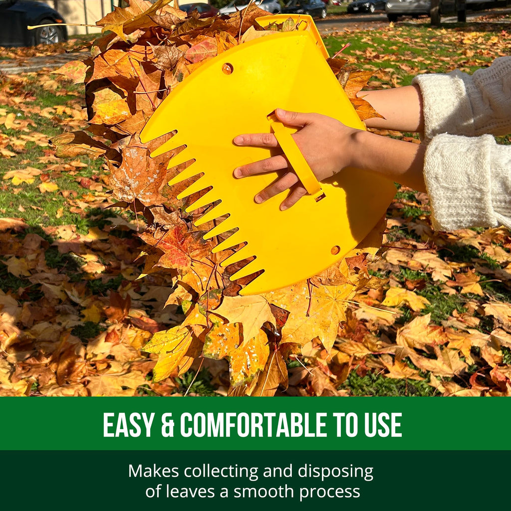GardenHOME Leaf Scoops Hand Rakes, Large Leaf Grabbers for Yard Work, Lawn Claws for Leaves, Ramasse-Feuilles, Lawn Debris & Cleanup, 1 Pair – Yellow