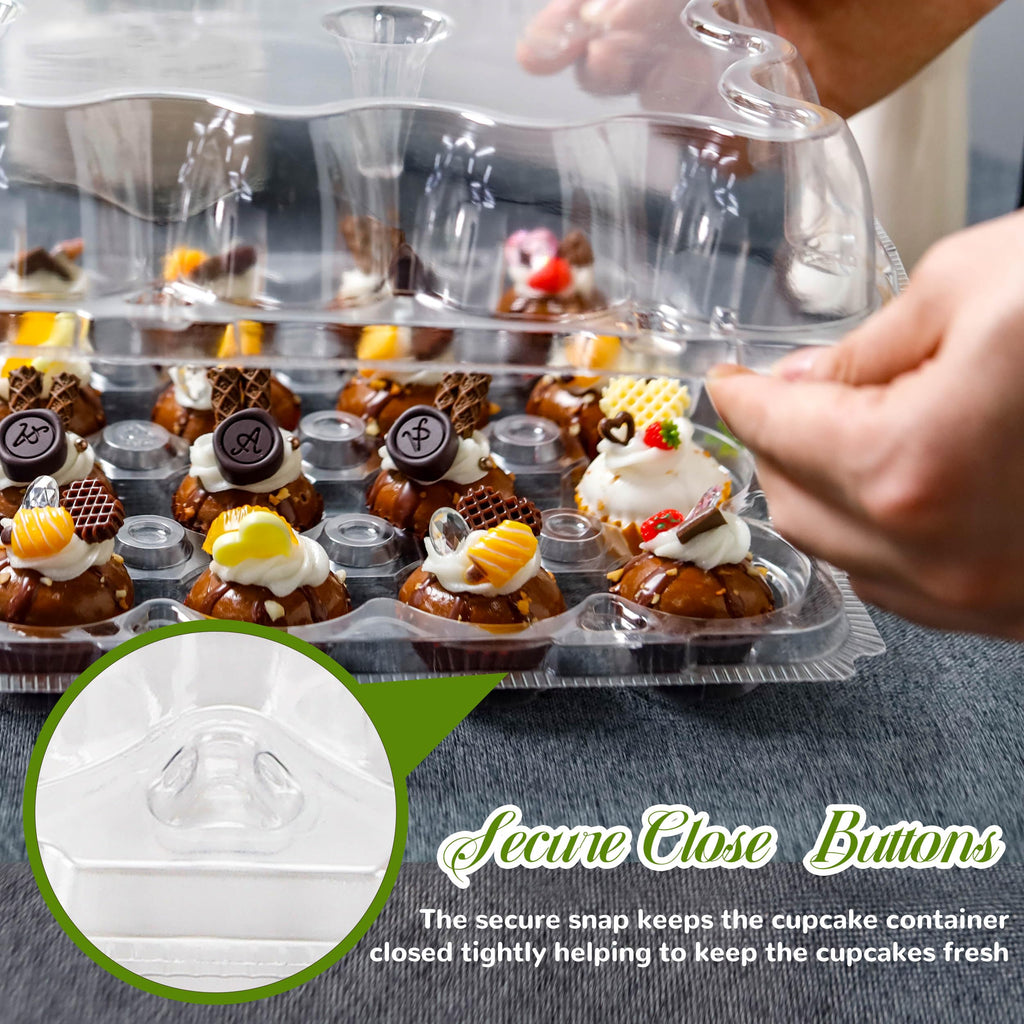 NPLUX 24 Count Mini Cupcake Containers 15 Pack Cupcake Holder with Detachable Tall Dome Lids Mini Plastic Stackable Cupcake Boxes for 360 Cupcakes, BPA Free