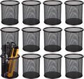 Nicunom 12 Pack Metal Pen Holder Mesh Pencil Holder Desk Organizer Mesh Round Pen Cup Pencil Cup for Desk Office Pen Organizer, Black