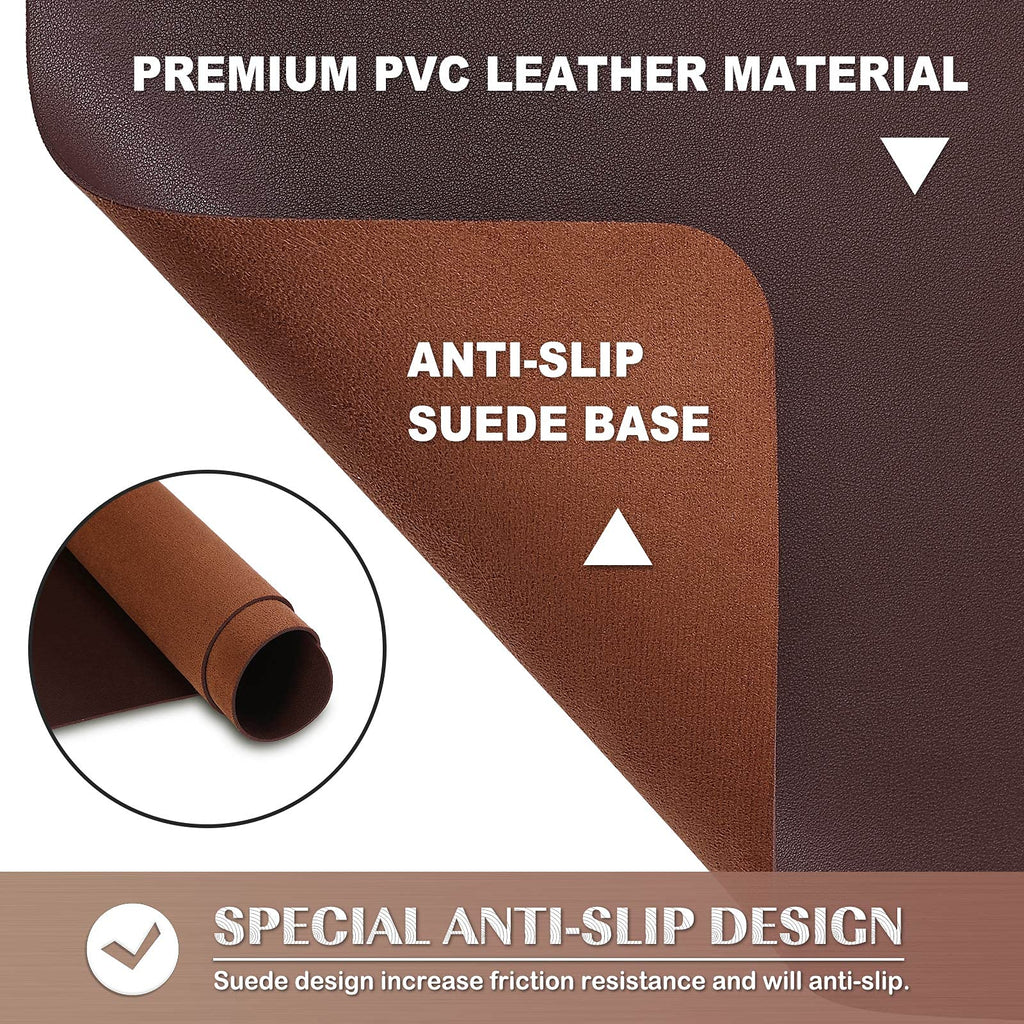 Knodel Non-Slip Desk Mat, Mouse Pad, Waterproof Desk Pad for Desktop, Leather Desk Pad for Keyboard and Mouse, Desk Pad Protector, Desk Writing Pad for Office and Home (35.4"x17", Dark Brown)