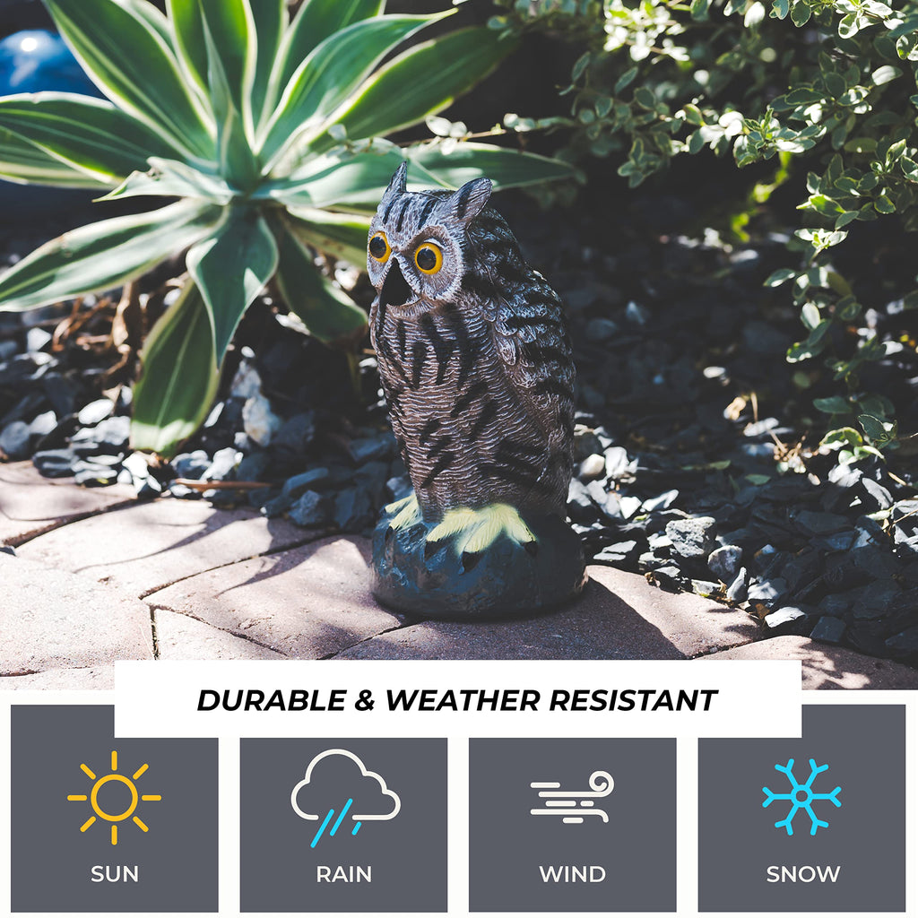Galashield Owl Decoys to Scare Birds Away Plastic Owl Statue for Garden and Outdoors (Set of 3)