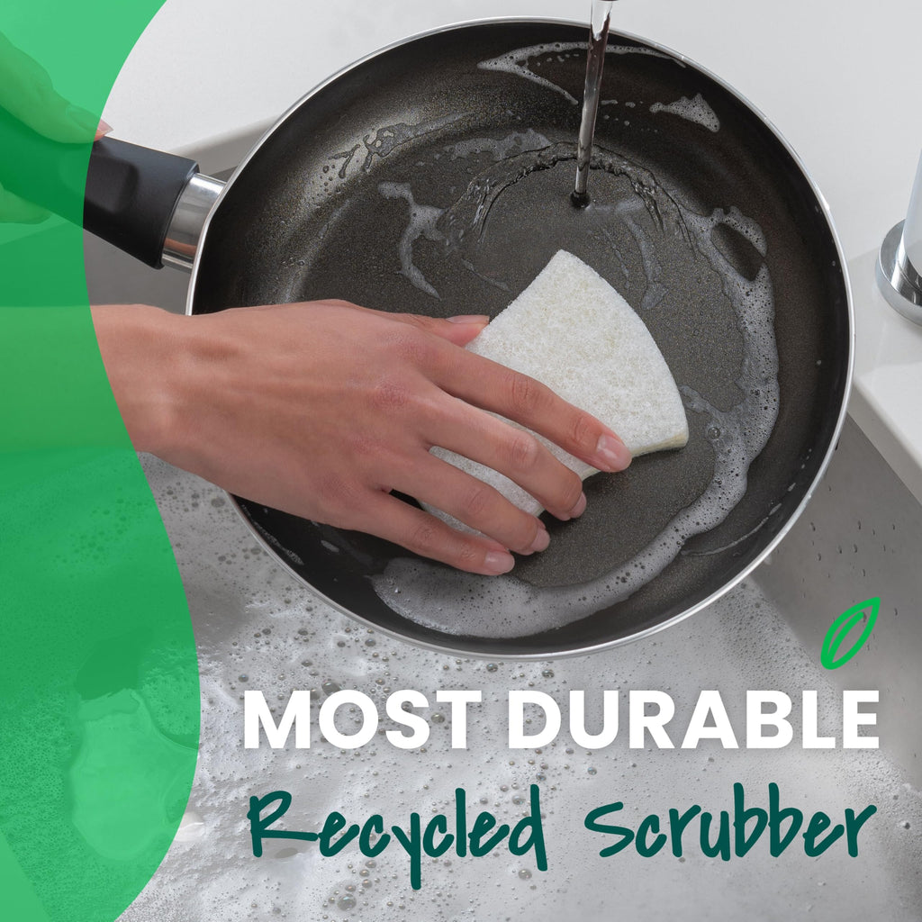 Scotch-Brite Greener Clean Non-Scratch Scrub Sponge, Sponge for Washing Dishes, Cleaning Kitchen, Superior Performance and Made with Sustainable Materials, Dishwasher Safe, 12 Scrub Sponges