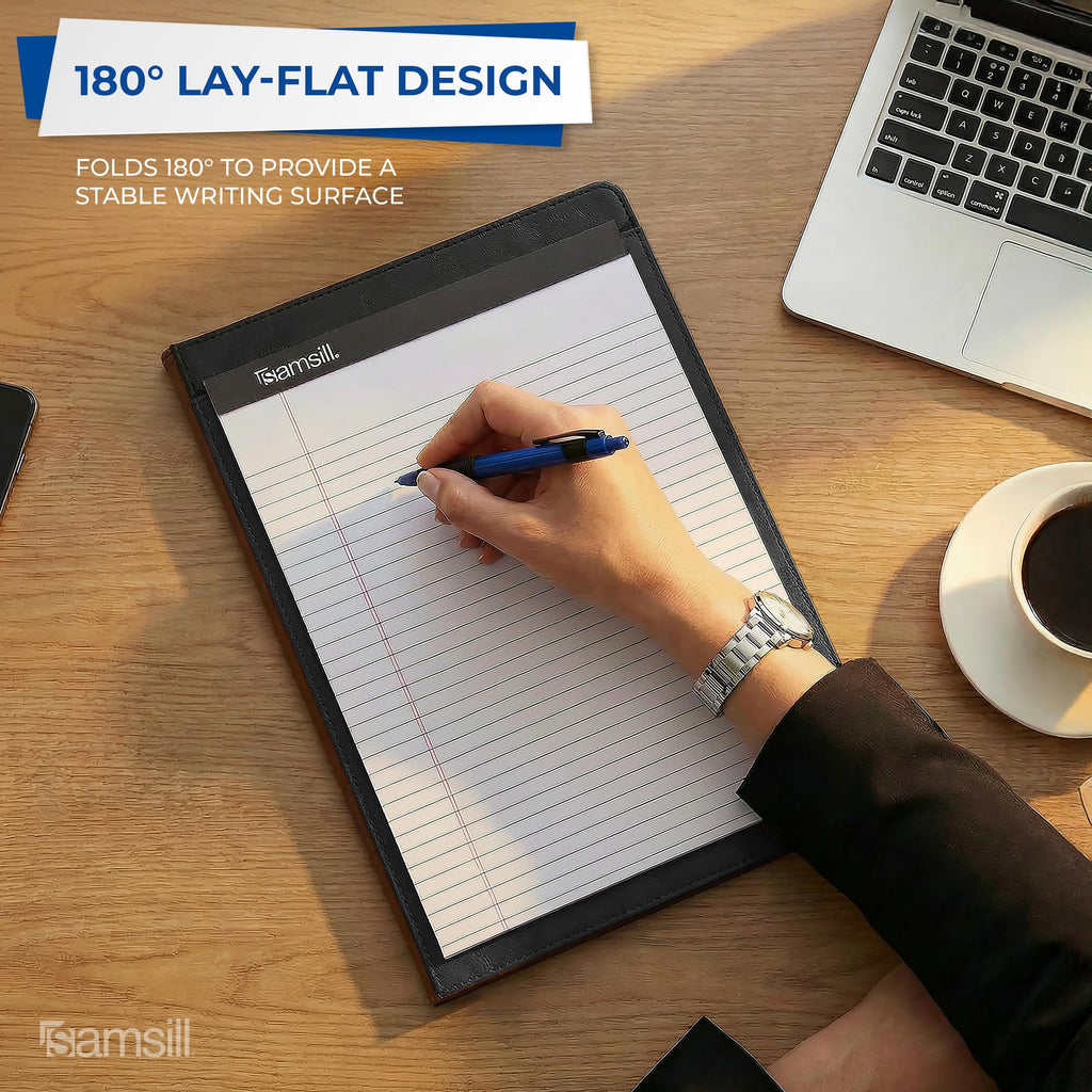 Samsill Two-Tone Padfolio, Resume Portfolio, Business Portfolio, with 8.5 x 11 Writing Pad, Brown and Dark Brown