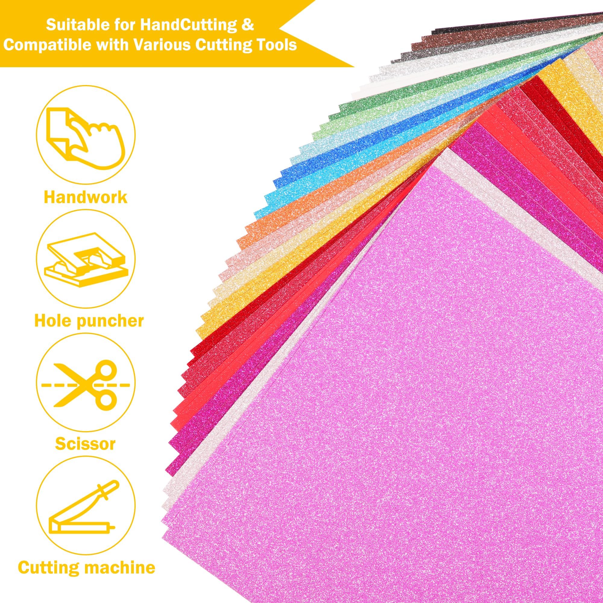 40 Sheets Colored Glitter Cardstock - 20 Colors 21.6x27.9CM Letter Size Sparkly 250gsm/92lb Heavyweight Thick Paper for DIY Decorations,Card Making,Invitations,Postcards PAP09MX40