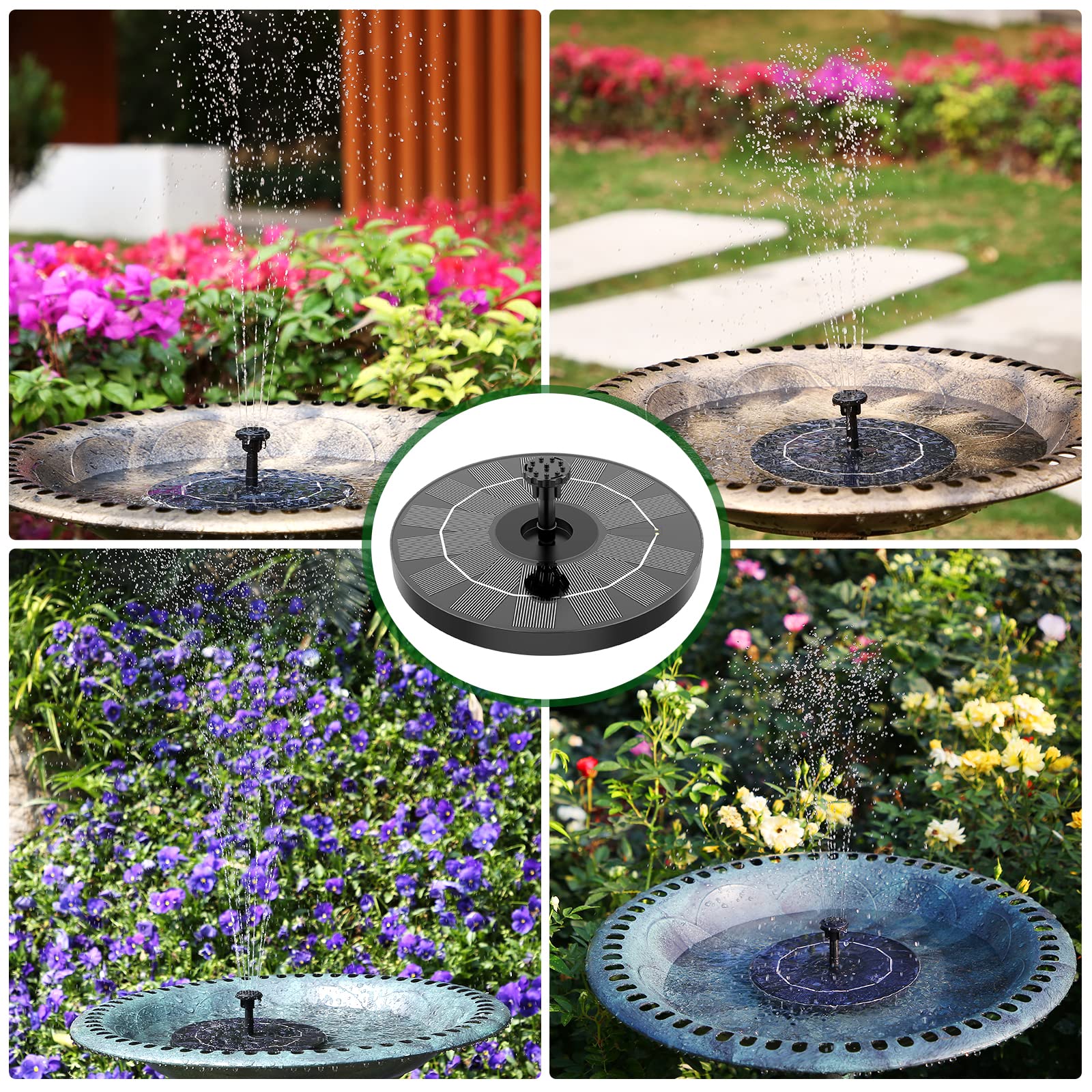 AISITIN 3.5W Solar Fountain, Solar Powered Water Fountain, Easy Setup Solar Fountain Pump for Bird Bath, Outdoor, Garden, Pond, Pool, 1 Pack Black