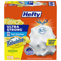 Hefty Ultra Strong 13 Gallon Trash Bags, Tall Kitchen Trash Bags 13 Gallon Size, Resist Leaks, Punctures, and Rips, Continuous Odor Control, White, Fabuloso Lemon Scent, 110 Bags