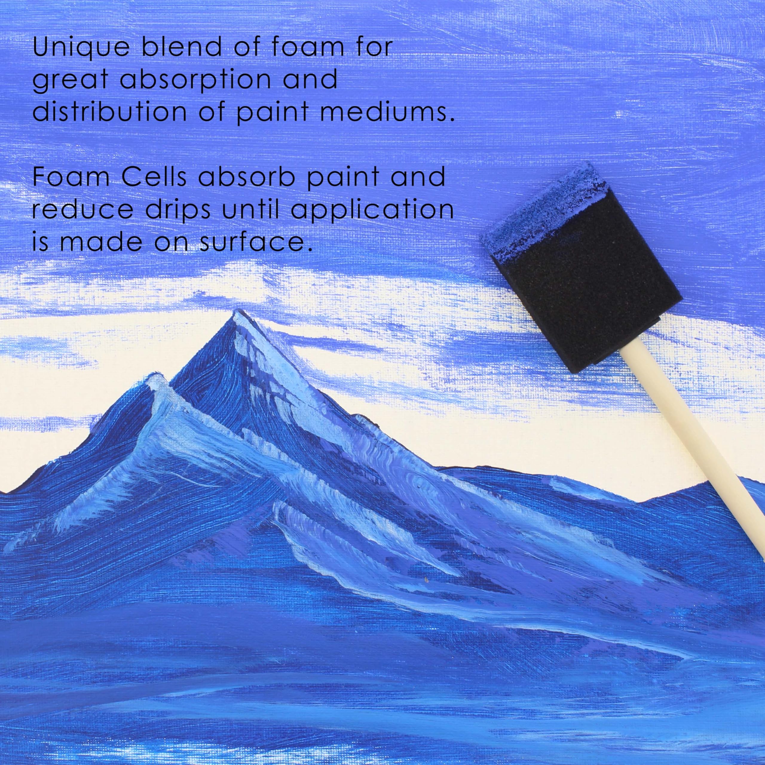 US Art Supply 2 inch Foam Sponge Wood Handle Paint Brush Set (Super Value Pack of 40) - Lightweight, Durable and Great for Acrylics, Stains, Varnishes, Crafts, Art