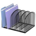 SUPEASY File Organizer for Desk, 5-Section Mesh Desk Organizer, Vertical File Folder Holder for Office Supplies, Black
