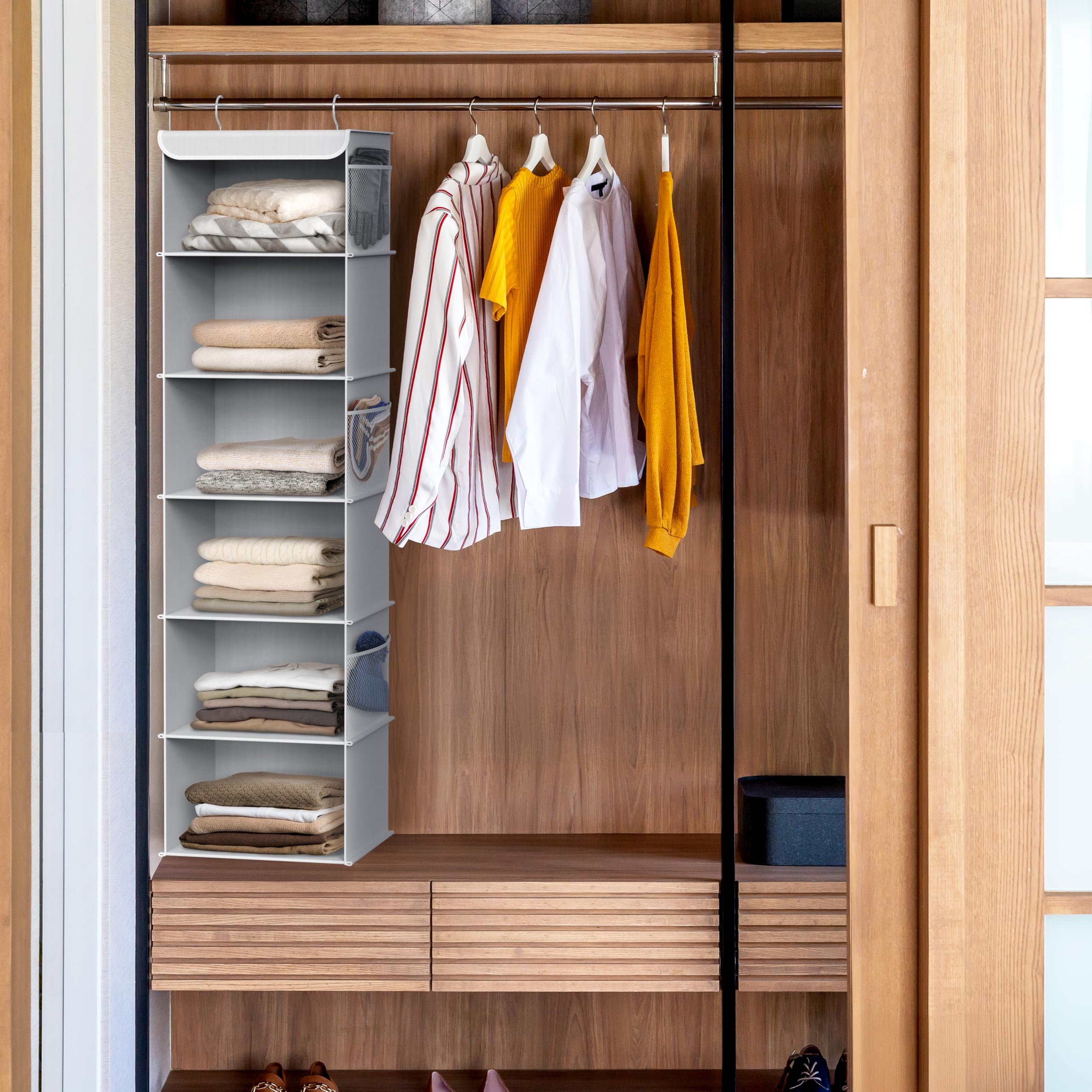 Simple Houseware 6 Shelves Hanging Closet Organizers Storage, Grey