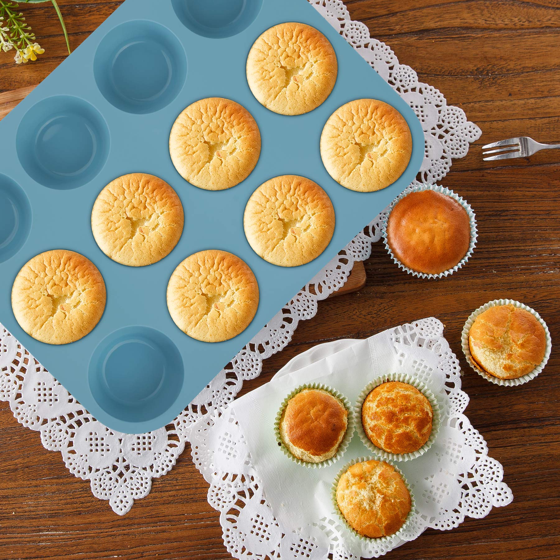 Economical 7in1 Nonstick Silicone Baking Cake Pan Cookie Sheet Molds Tray Set for Oven, Heat Resistant Bakeware Suppliers Tools Kit for Muffin Loaf Bread Pizza Cheesecake Cupcake Pie Utensil