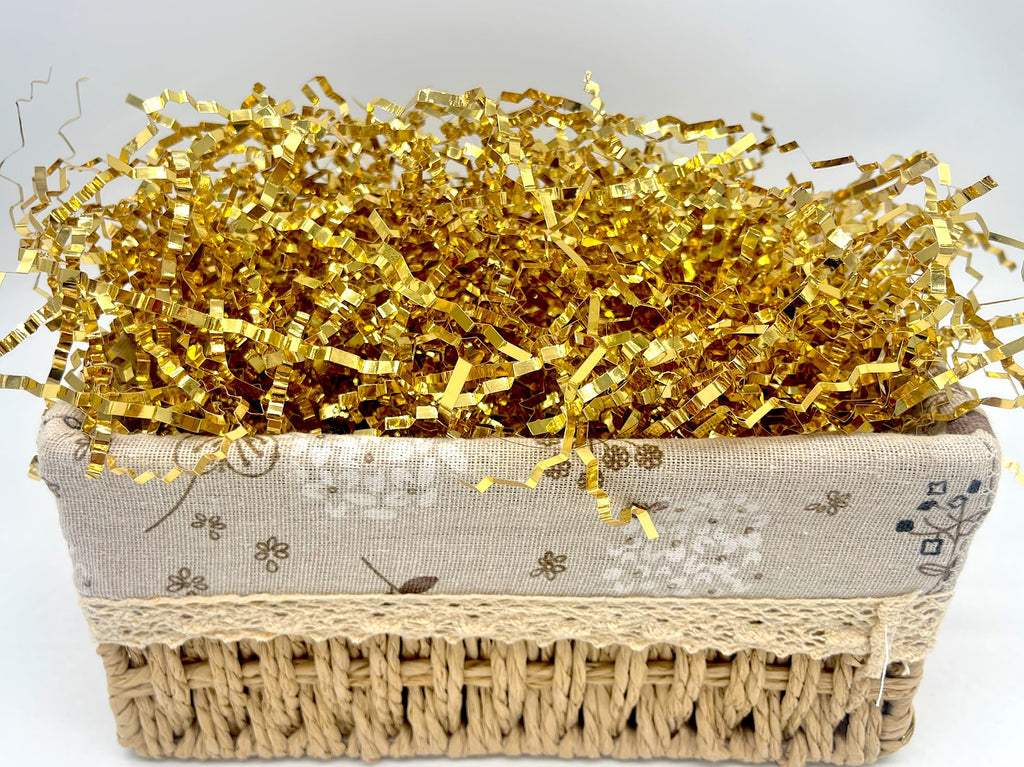 1 LB Gold Crinkle Cut Paper Shred Filler Packaging for Gift Wrap, Boxes Basket Filler,Wedding Birthday Christmas Easter Valentine’s Packing Wrapping Paper