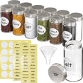 Simple Houseware Spice Jars 12 Pack-3oz Glass Round Bottles with Labels