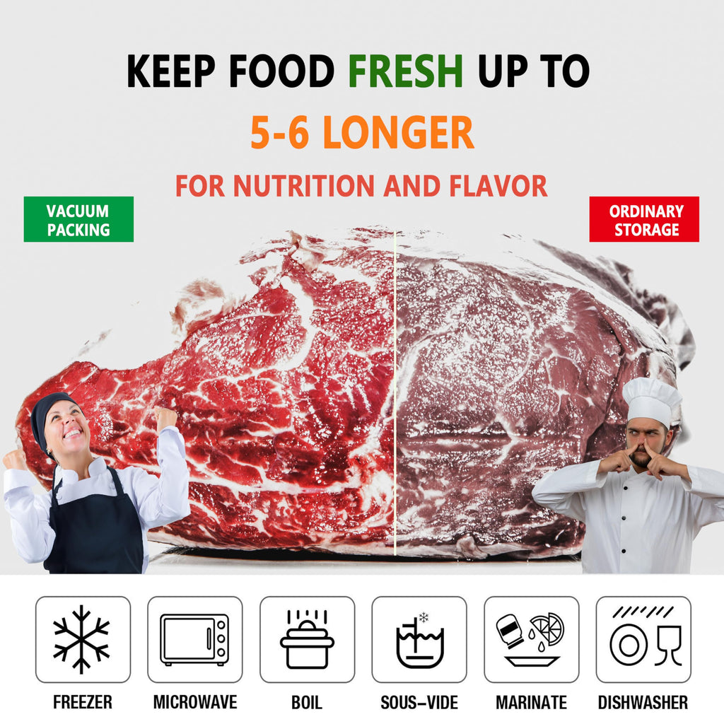 Vacuum Sealer Bags 8" x 50' Rolls 2 Pack for Food Saver, Heavy Duty Commercial Grade Vacuum Bags for Vac Storage, Meal Prep, Vacuum Seal Bags for Sous Vide, BPA Free