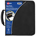 Avery 2" Inch Zipper Binder, 3 Round Rings, Durable Messenger Nylon Zipper Black Binder, Tablet Holder, 6-Pockets with 5 Tab Dividers, Carry-All Storage Binder (26051)