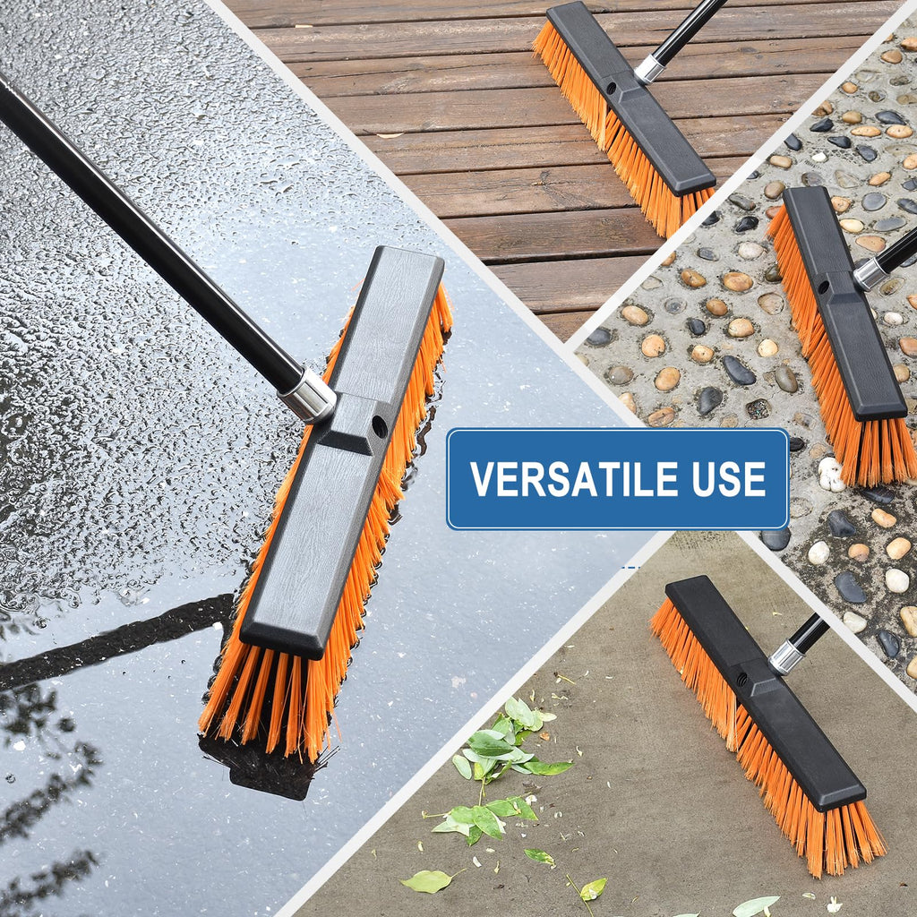 PBHEPJ 18 Inchs Push Broom Outdoor Heavy Duty, Shop Broom with 60" Long Bandle for Cleaning Outdoor or Indoor Tile, Garage, Shop, Deck, Concrete, Wood, Stone, Patio Floor