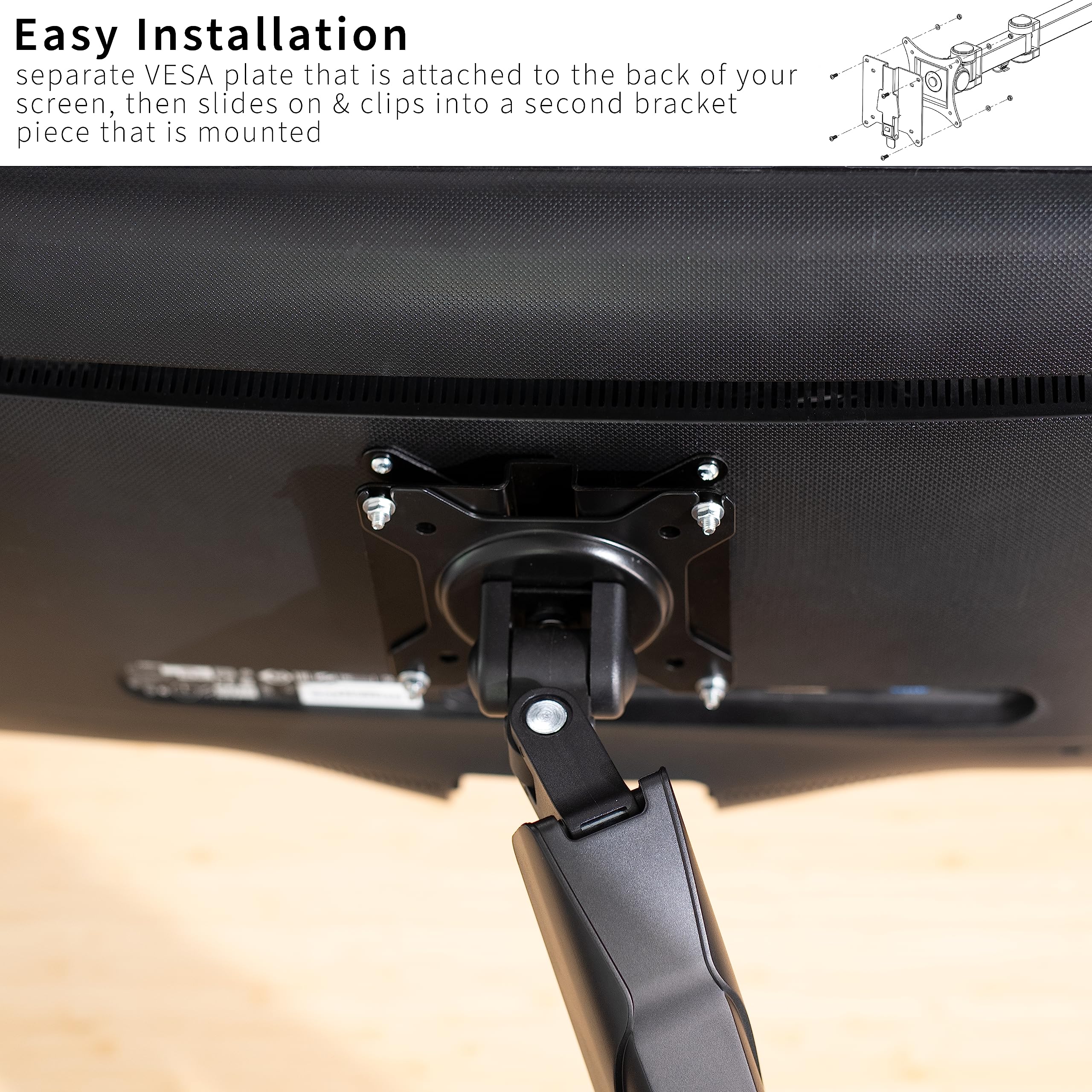 VIVO Adapter VESA Mount Quick Release Bracket Kit, Stand Attachment and Wall Mount Removable VESA Plate for Easy LCD Monitor and TV Screen Mounting, Stand-VAD2