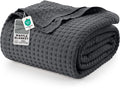 Utopia Bedding 100% Cotton Waffle Weave Blanket Queen Size for Bed - Lightweight, Breathable Summer Blanket, Soft Cozy Gift for Mother’s Day Home Decor (Charcoal, 90x90 Inch)