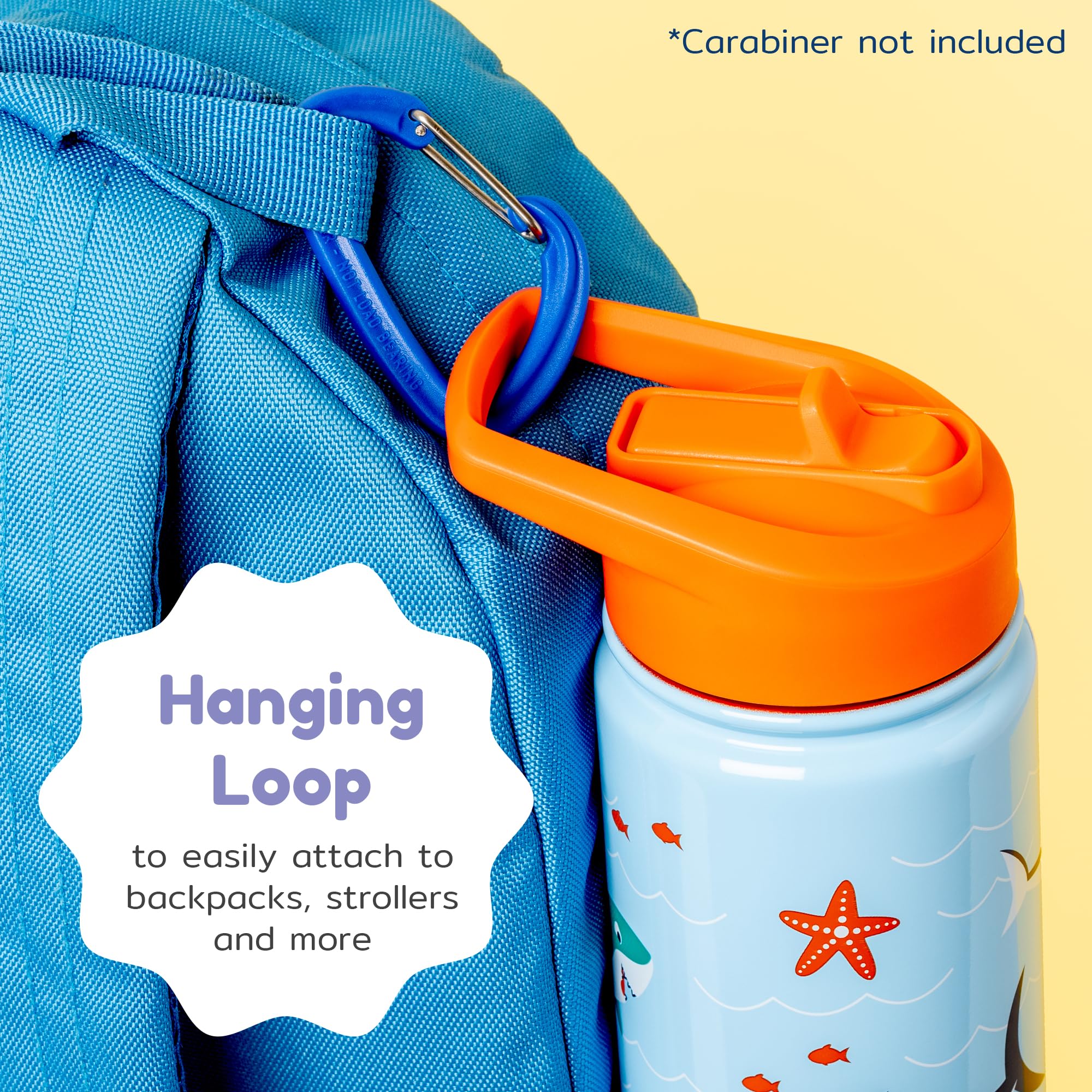 BOZ Kids Insulated Water Bottle with Straw Lid - Two-Pack Shark/Dinosaur Stainless Steel Vacuum Double Wall Toddler Water Bottle, 14 oz (414ml) Scratch-Resistant and Dishwasher-Safe Kids Water Bottle