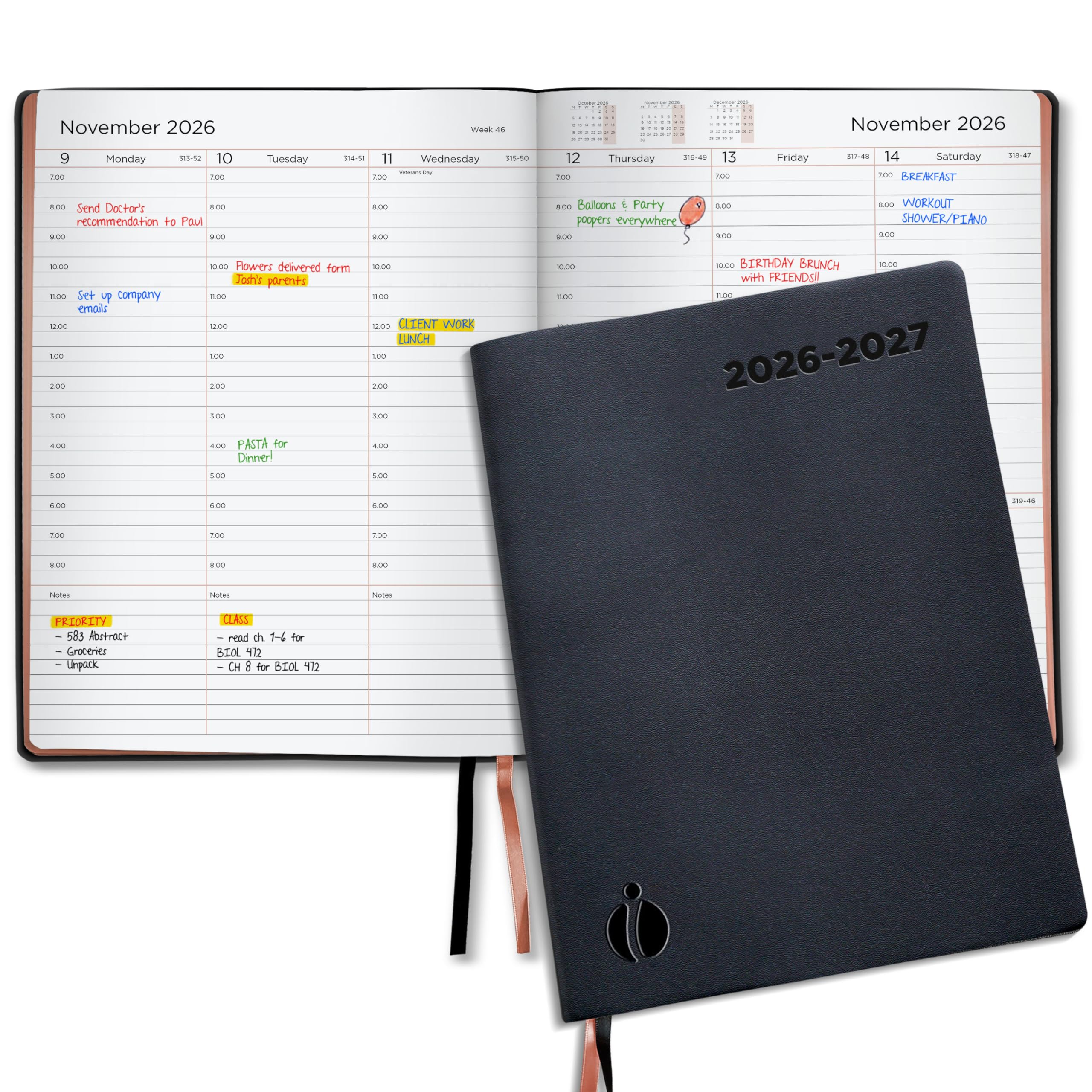 Academic Planner 2026-2027 - Rose Gold Edition, Weekly Planner and Monthly Planner – Hourly Appointment Book – Softcover Calendar, Simple Design for Productivity, June 2026 - July 2027 – 8.5 x 11