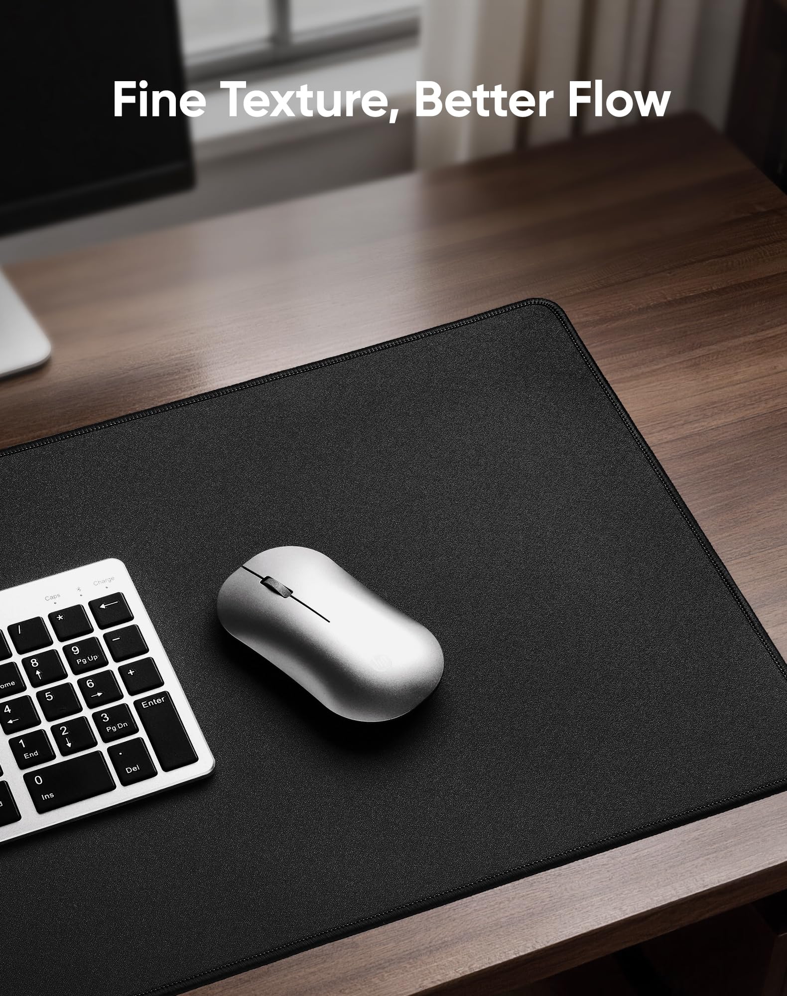 Reniteco Waterproof Large Gaming Mouse Pad with Durable Stitched Edges, Non-Slip Rubber Base, Grainy Jacquard Mouse Mat Desk Pad for Home Office Gaming, 40cm x90cm x0.3cm, Matte Black