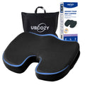 Extra Large Memory Foam Seat Cushions for Office Chairs, Car, Airplane, Wheelchair– Relieves Lumbar, Orthopedic, Sciatic, Coccyx and Back Pain – Comfortable Non-Slip – Bonus Carry Bag Included (Black)