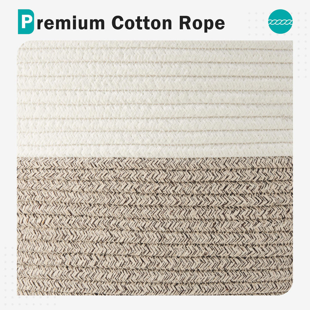Cotton Rope Laundry Hamper by YOUDENOVA, 58L - Woven Collapsible Laundry Basket - Clothes Storage Basket for Blankets, Laundry Room Organizing, Bedroom Storage, Clothes Hamper – Brown