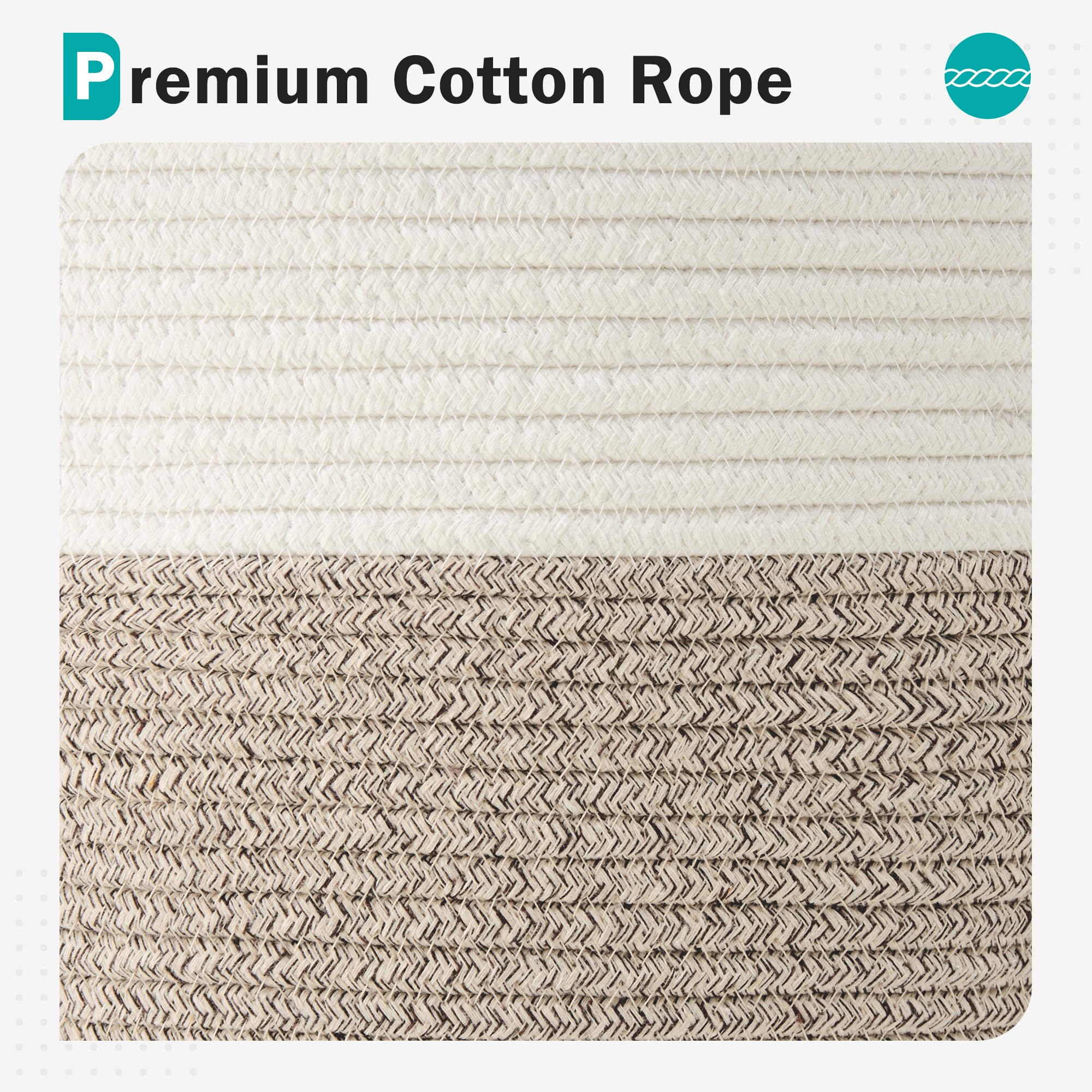 Cotton Rope Laundry Hamper by YOUDENOVA, 58L - Woven Collapsible Laundry Basket - Clothes Storage Basket for Blankets, Laundry Room Organizing, Bedroom Storage, Clothes Hamper – Brown