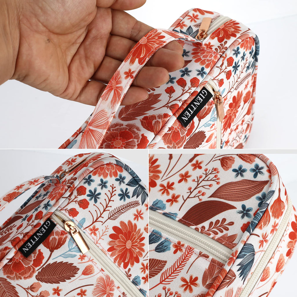 Gientten Bible Cover for Women with Flowers Printing, Bible Books Carrying Case with Durable Handle, Quilted Case for Girls Bible Study Supplies Accessories