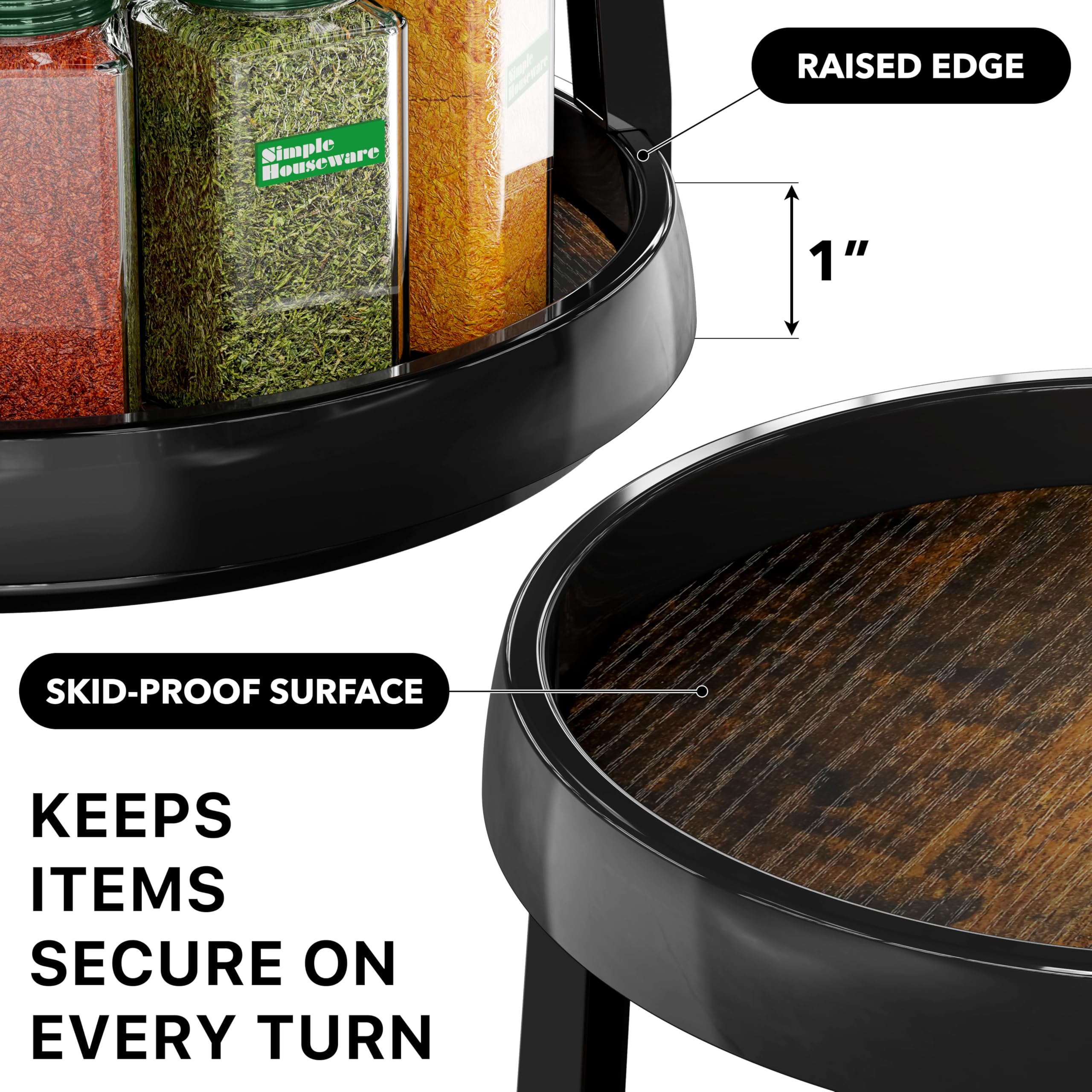 Simple Houseware 10-Inch 2 Tier Lazy Susan Turntable Multifunctional Organizer, Rustic Brown