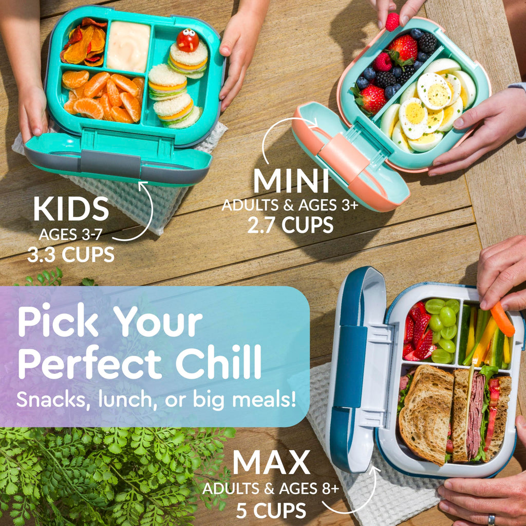 Bentgo® Kids Chill Lunch Box - Confetti Designed Leak-Proof Bento Box & Removable Ice Pack - 4 Compartments, Microwave & Dishwasher Safe, Patented, 2-Year Warranty (Confetti Edition - Vivid Orchid)