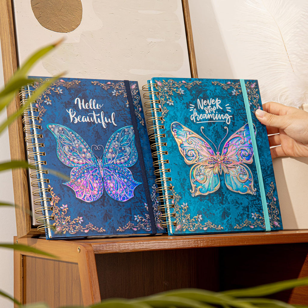 sexeeg Spiral Notebook Journal-Journal for Women-College Ruled Journals for Writing-B5 3D Butterfly Embossed Hardcover Notebooks -192 Pages Lined Paper for School, Office, 9" X 6.9"
