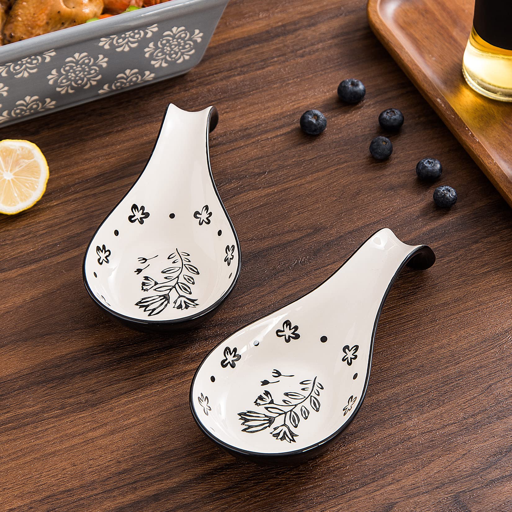 Wisenvoy Spoon Rest Spoon Holder for Stove Top Ceramic Spoon Holder Porcelain Spoon Rest for Kitchen Counter