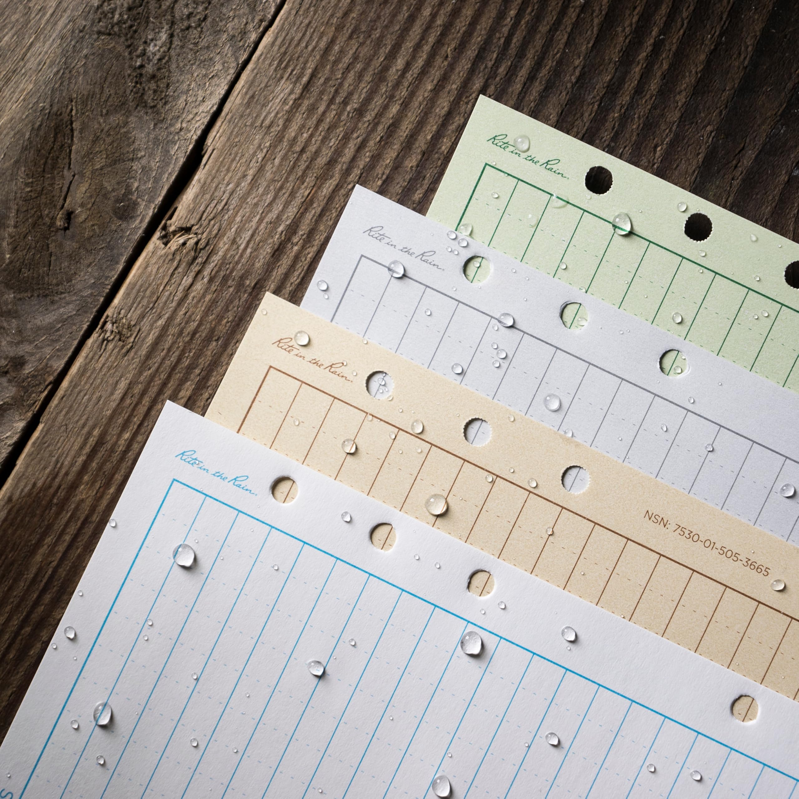 Rite in the Rain Weatherproof Loose Leaf Paper, 4.625" x 7", 32# Tan, Universal Pattern, 100 Sheet Pack (No. 982T)