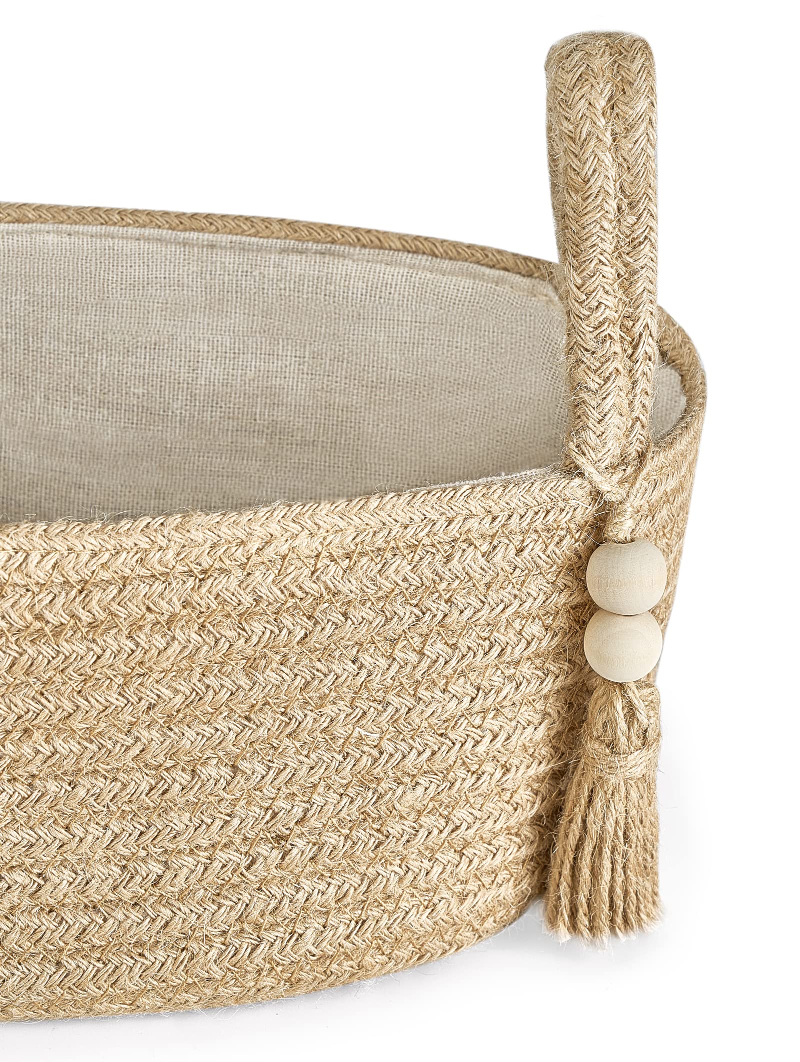 Mkono Small Storage Basket for Toilet Tank Top Boho Bathroom Decor Woven Rope Toilet Paper Tray Back of Toilet Organizer for Shelf Bedroom Living Room, Jute, 1 Pack, 15.7" L x 6" W