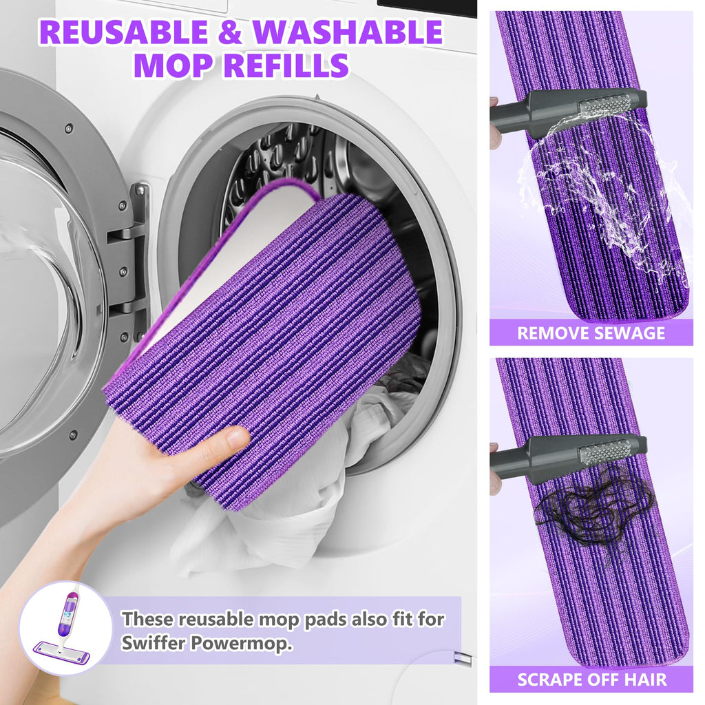 Spray Mops for Hardwood Floor Cleaning, Microfiber Flat Floor Mop with Washable Reusable Pads, Dust Wood Laminate Tile Wet Dry Mopping Head Fit for Disposable Dry Wet Sweeping Refills Cloths