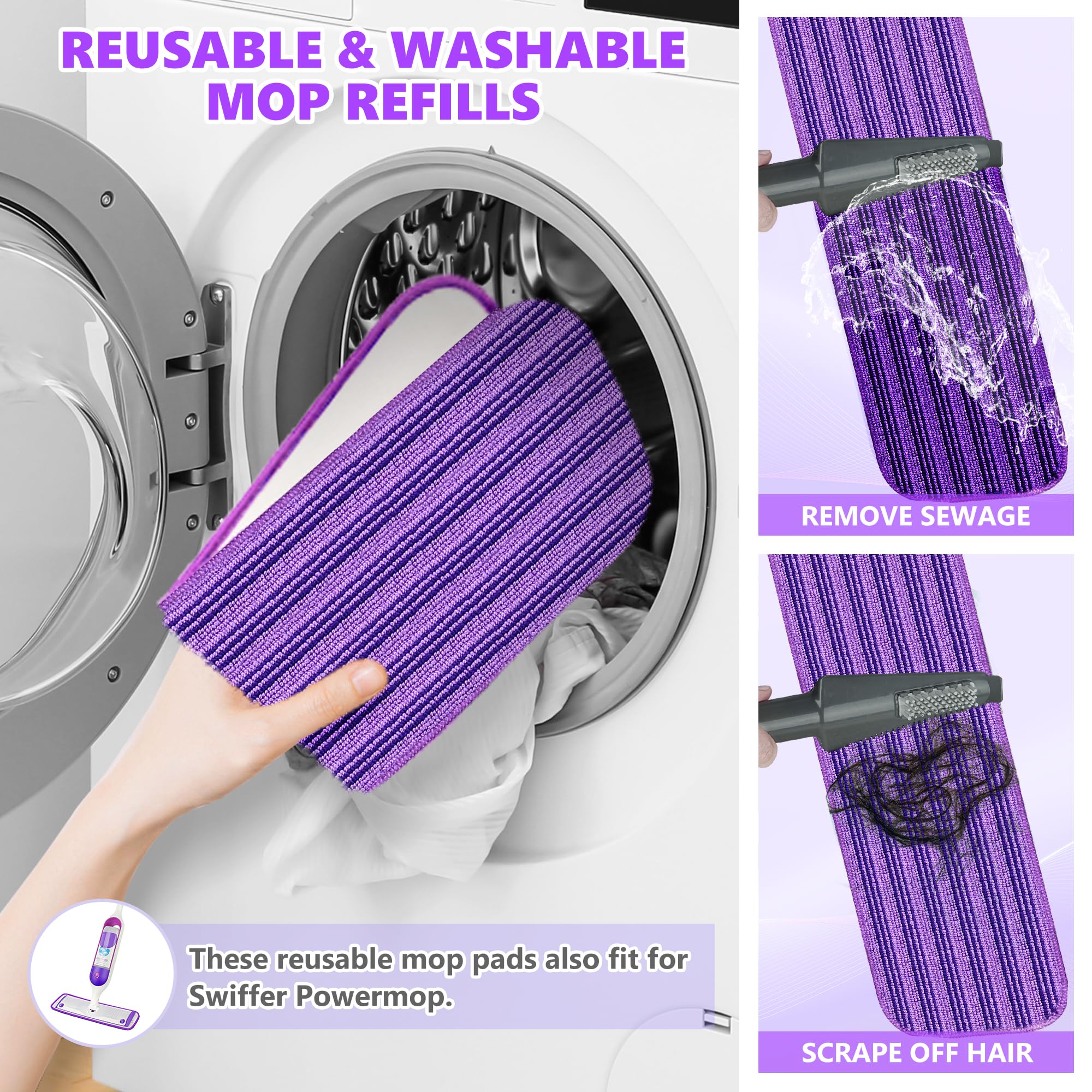 Spray Mops for Hardwood Floor Cleaning, Microfiber Flat Floor Mop with Washable Reusable Pads, Dust Wood Laminate Tile Wet Dry Mopping Head Fit for Disposable Dry Wet Sweeping Refills Cloths