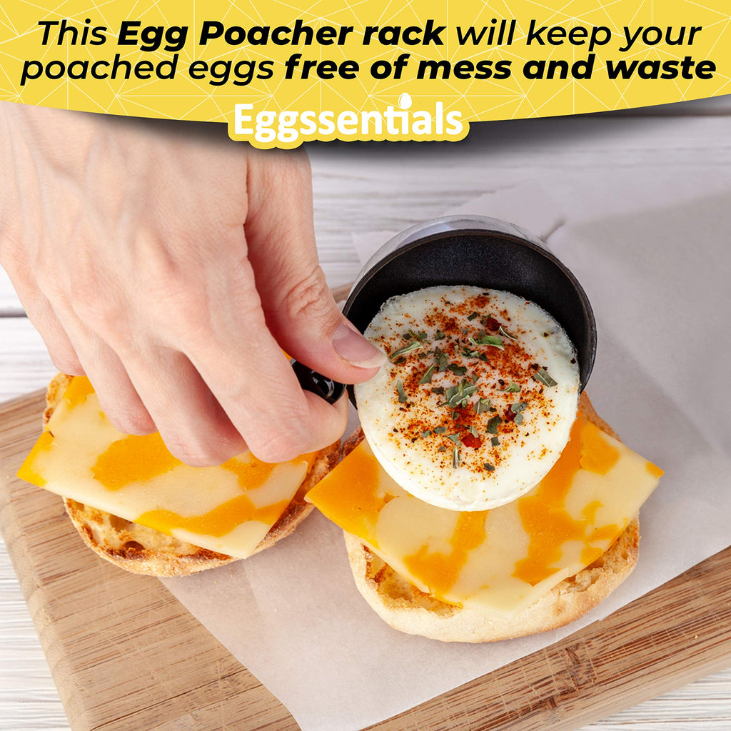Eggssentials Stainless Steel Egg Poacher Pan Insert | 4 Poached Egg Cups PFOA Free Nonstick | 7.25 inch Rack Compatible with Skillet Instant Pot Pressure Cooker | Hard Boiled and Poached Egg Maker …