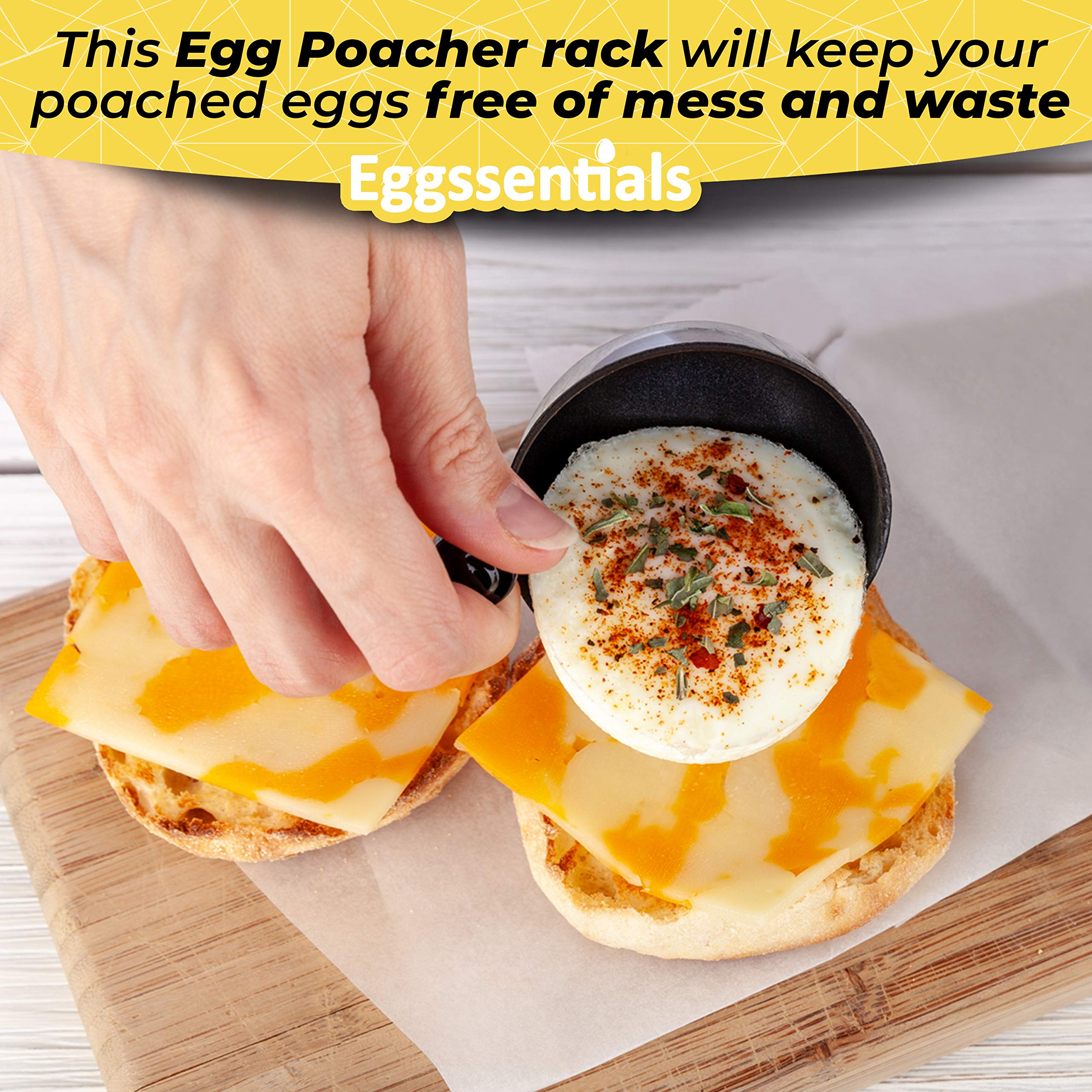 Eggssentials Stainless Steel Egg Poacher Pan Insert | 4 Poached Egg Cups PFOA Free Nonstick | 7.25 inch Rack Compatible with Skillet Instant Pot Pressure Cooker | Hard Boiled and Poached Egg Maker …