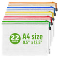 22 Pack A4 Mesh Zipper Pouch Bags - Plastic Zipper Pouches for Organizing 13.5x9.5 in - Document Bags With Zippers - Letter Size Zippered Pouch - Document Pouches With Zippers