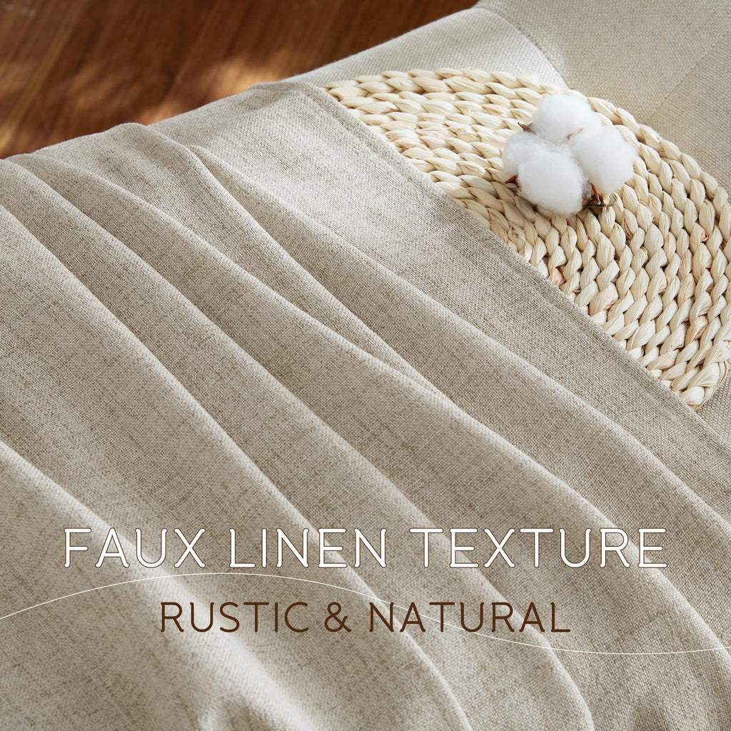 NICETOWN Linen Curtains 84 inches Long Light Filtering for Living Room, Rod Pocket & Back Tab Washable Window Treatments Faux Semi Sheer Privacy with for Farmhouse, W52 x L84, 2 Panels, Oatmeal