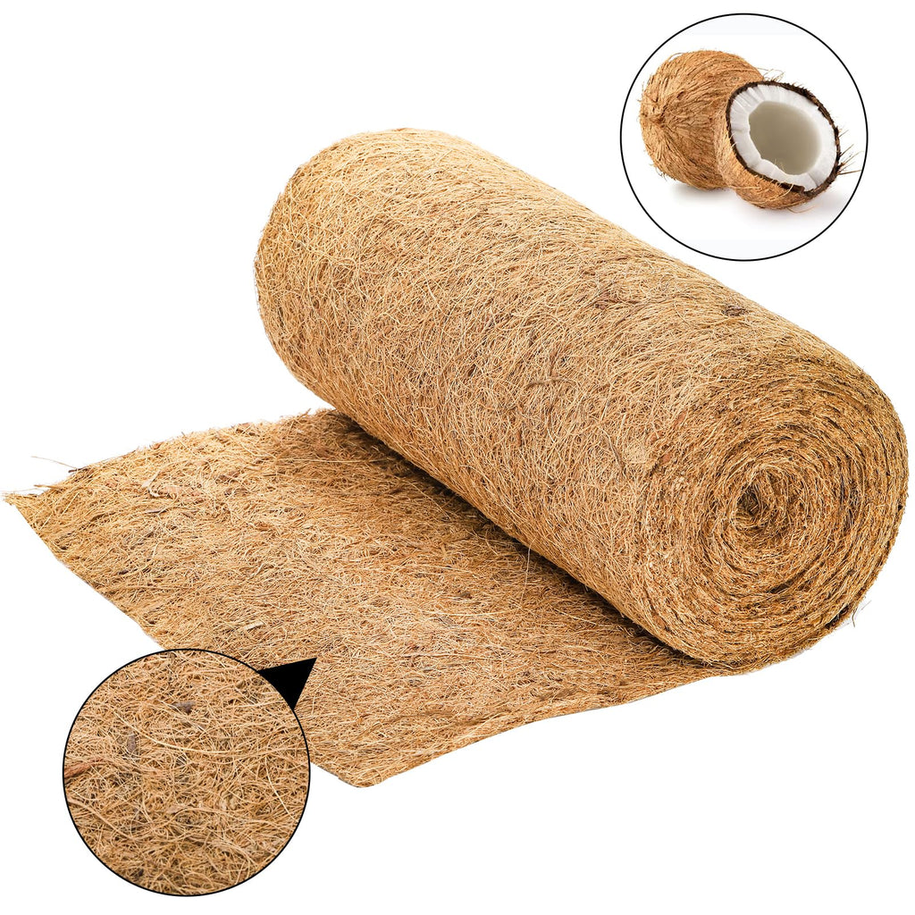 Okllen 120"x12" Long Coco Liner Roll, Natural Coconut Fiber Carpet Mat Coco Planter Liners, Thick Coco Liners for Planters, Flowers, Pet, Tortoise, Lizard, Snake, Rabbit, Brown Color