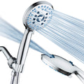 AquaCare High Pressure 8-Mode Handheld Shower Head - Anti-Clog Nozzles, Built-in Power Wash to Clean Tub, Tile & Pets, Extra Long 6 ft. Stainless Steel Hose, Wall & Overhead Brackets