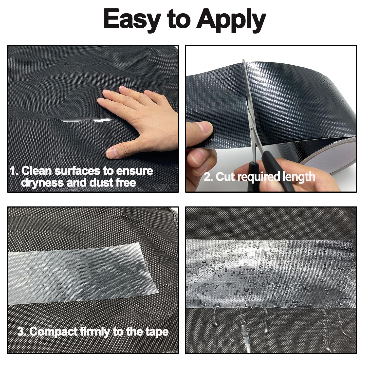 KAIHENG Waterproof Repair Tape for Awning, 4IN x 20FT Outdoor Canvas Tarp Repair Tape, Tent, Boat Covers, Canopy, Sail Tape, Tear Repair Patch Kit, Heavy Duty UVproof, Black
