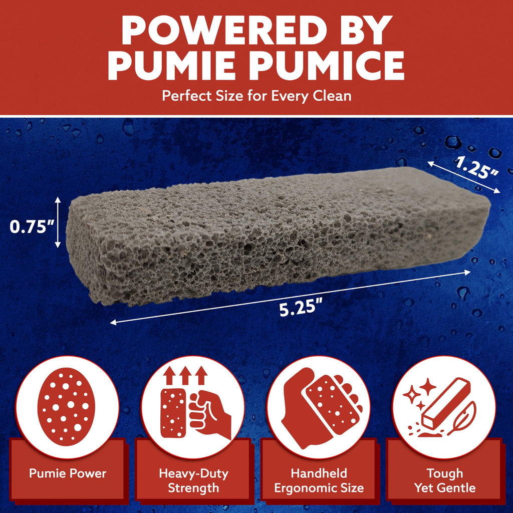 PUMIE Scouring Stick, Heavy Duty Extra Strong Pumice Cleaning Bar, Pumice Stone for Cleaning Tough Toilet Rings, Bathroom & Kitchen Stains - Scouring Stick on Toilet Bowls, Pool, Tiles (2 Pack)