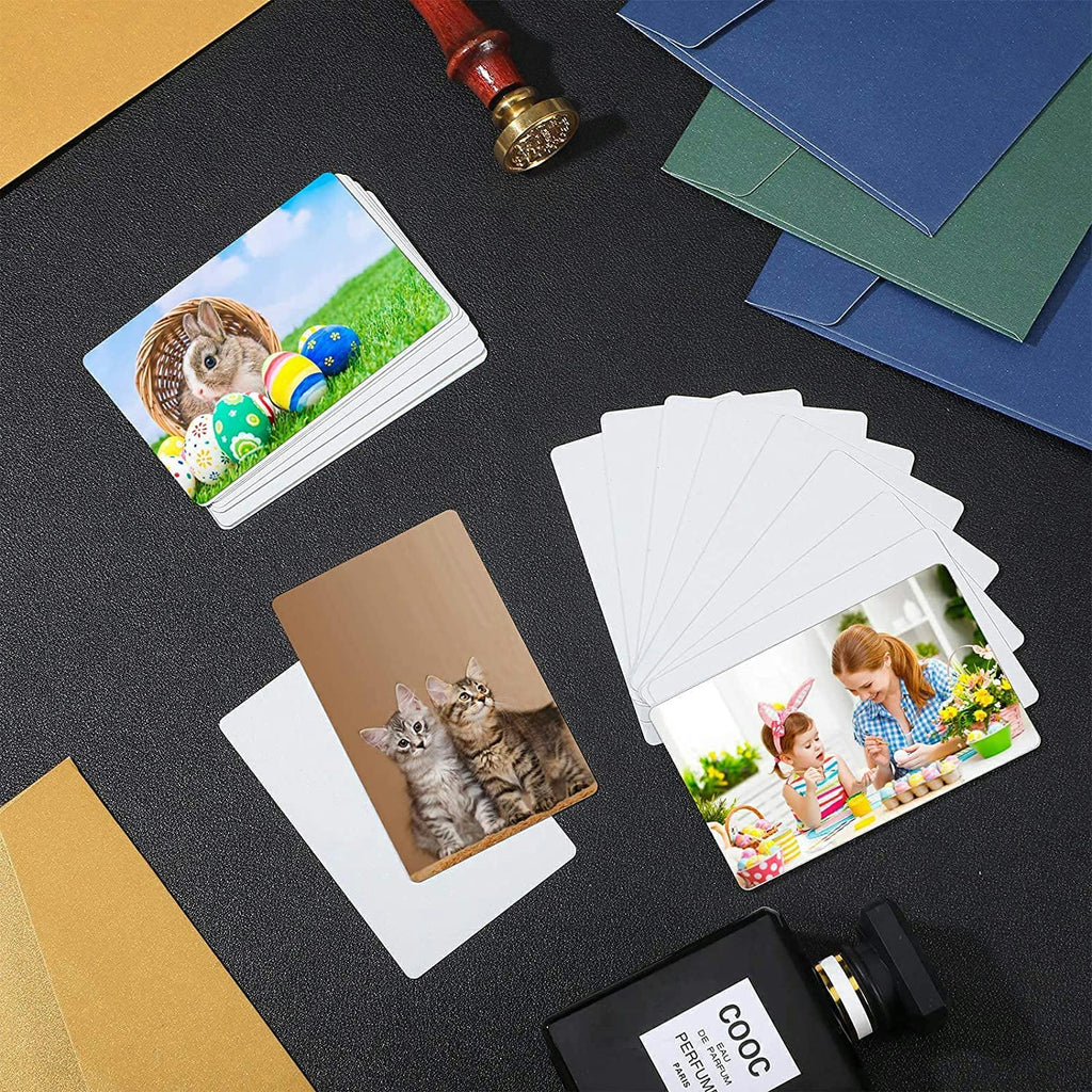MEISO 100pcs White Double-Side Sublimation Metal Business Cards