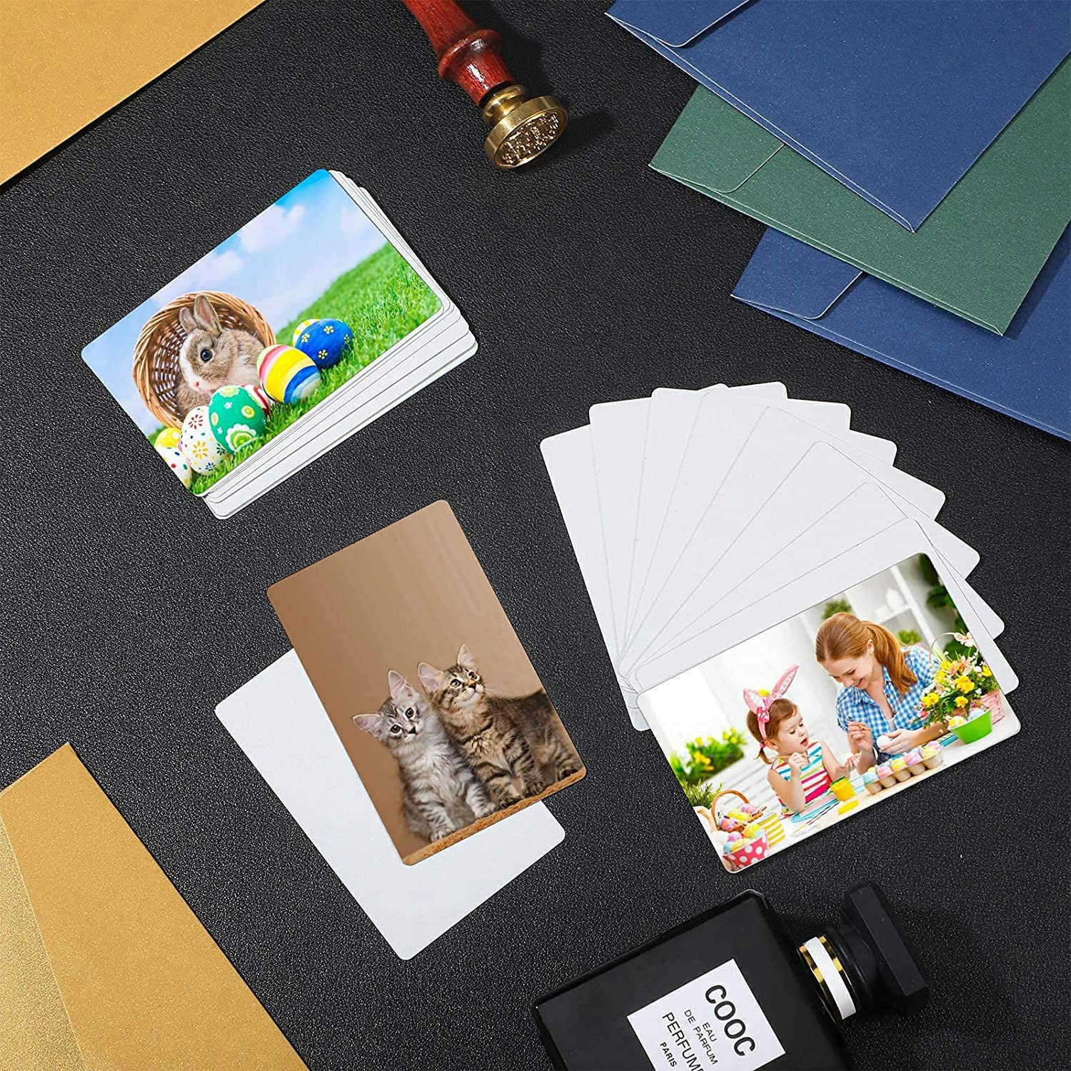 MEISO 100pcs White Double-Side Sublimation Metal Business Cards