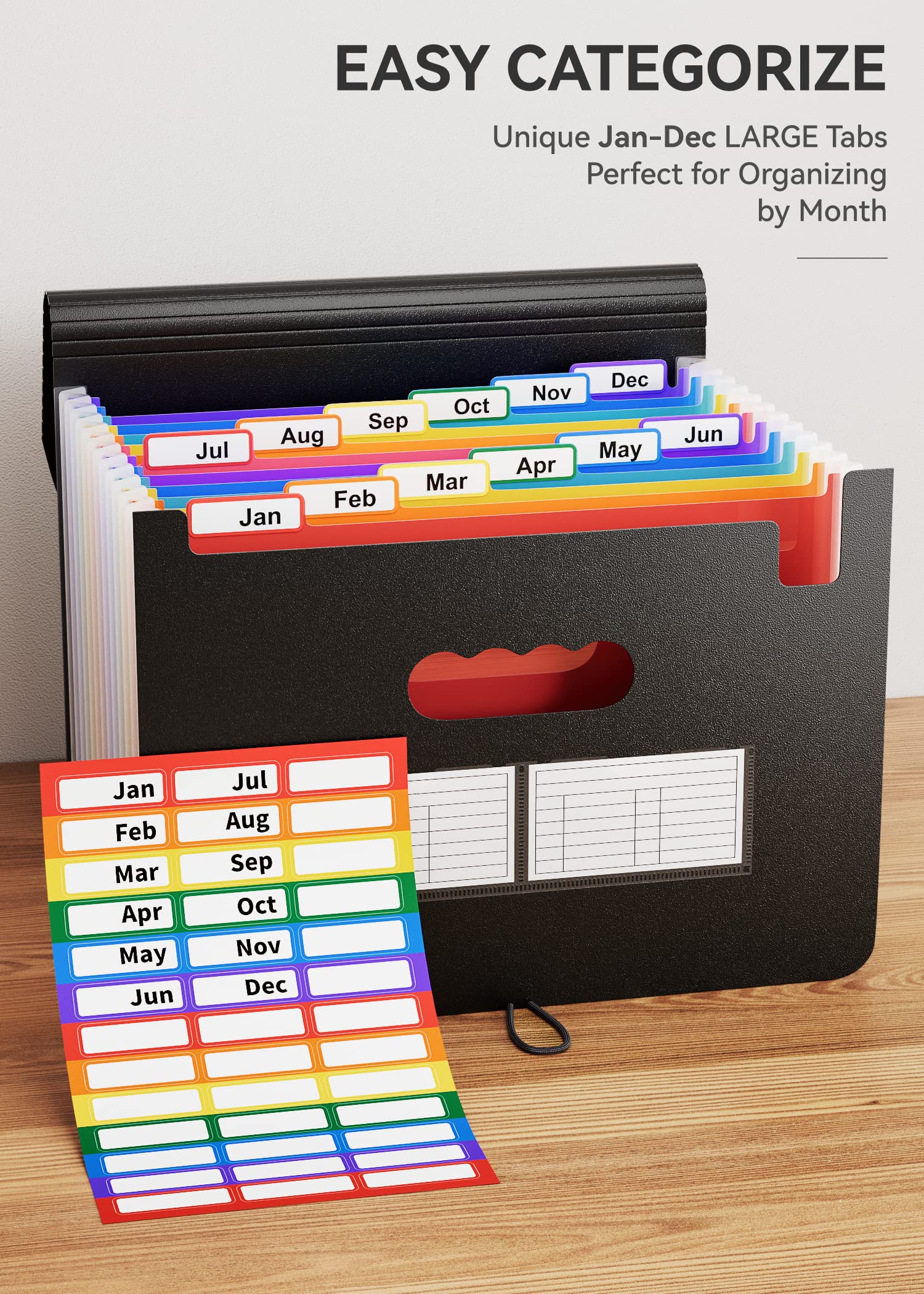 Expanding Files Folder Organizer/Expandable Accordian File Organizer Bag A4/Letter Size Plastic Filing Box, Accordion Document/Coupon/Receipt Organizer with Colored Labels for Office/School