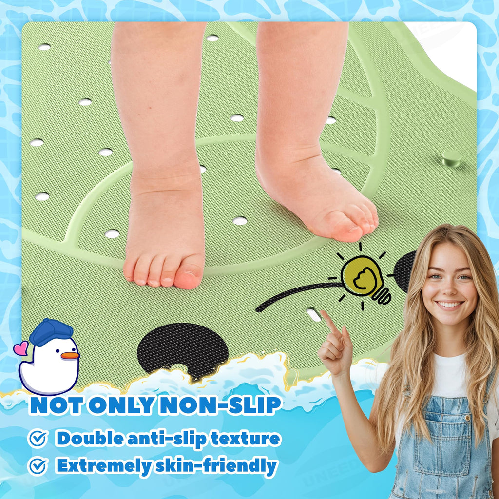 UNEEDE Kids Bathtub Mat Non Slip Shower Mat for Toddlers, Washable Anti Slip Tub Surface, Soft Rubber Mat for Bathtub Shower, Waterproof Bathtub Essentials for Children