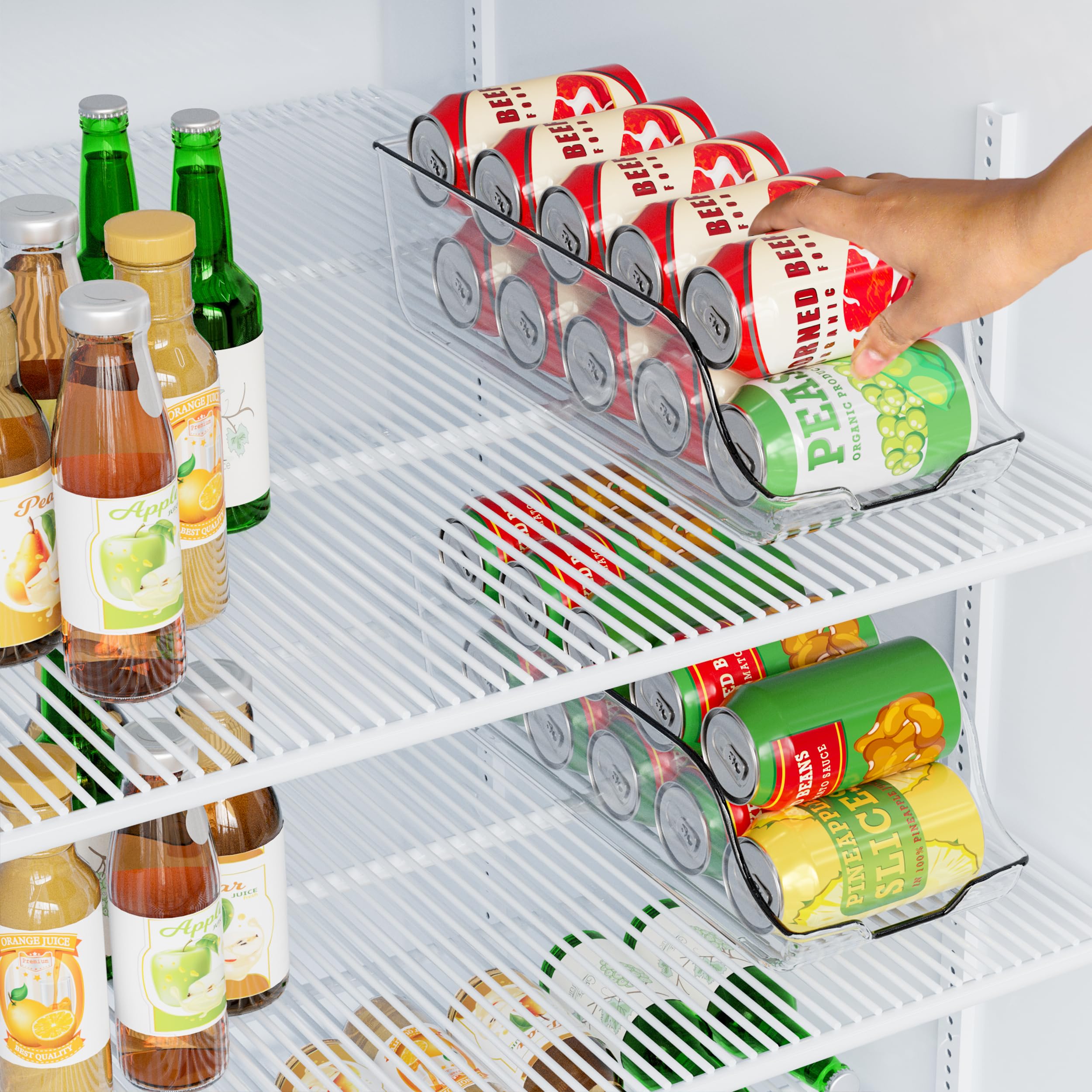 KICHLY Pack of 4 Can Organizer for Pantry - Soda Can Organizer for Refrigerator - Can Storage Organizer Pantry, Fridge & Freezer Organizers and Storage (Clear)